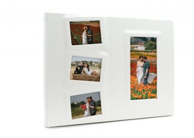 כריכת דמוי עור בצבע שנהב עם 4 תמונות בכריכה